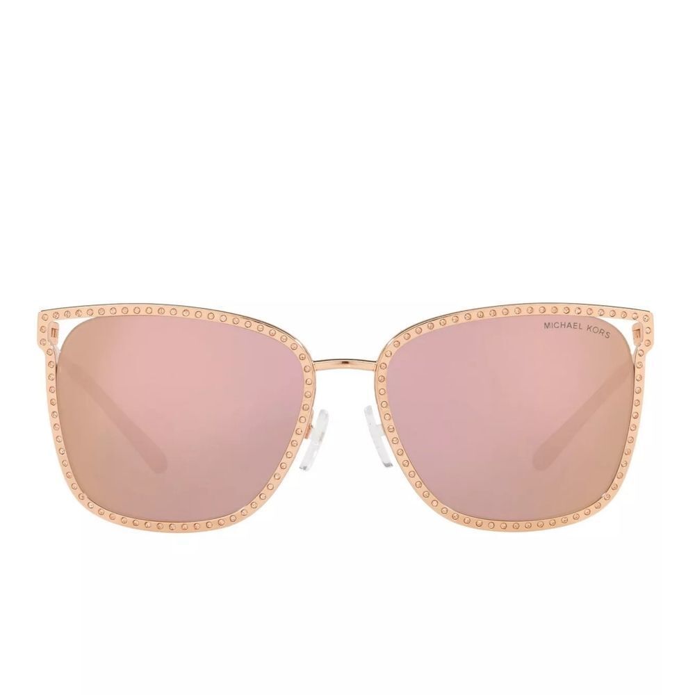 New! MICHAEL KORS Women's Stockholm Mirror Square Sunglasses With Case Rose Gold - Picture 2 of 13